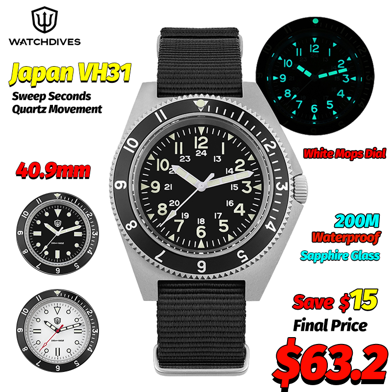 Accessories With Watch - Watchdives WD1972 montre à Quartz saphir
