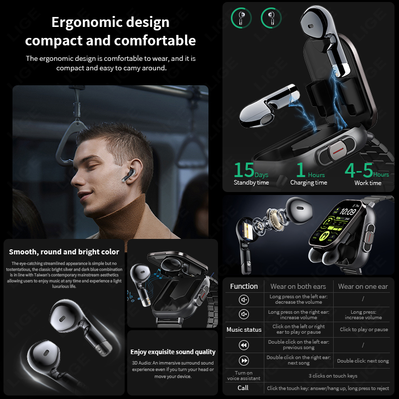 Montre connectée NFC TWS 2 en  - Smartwatch Headset avis et prix